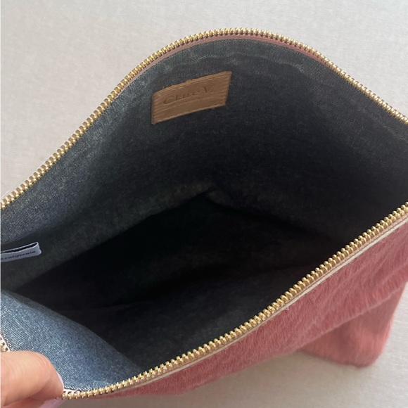 Clare V Foldover Pink Clutch Hair-On - Picture 5 of 6